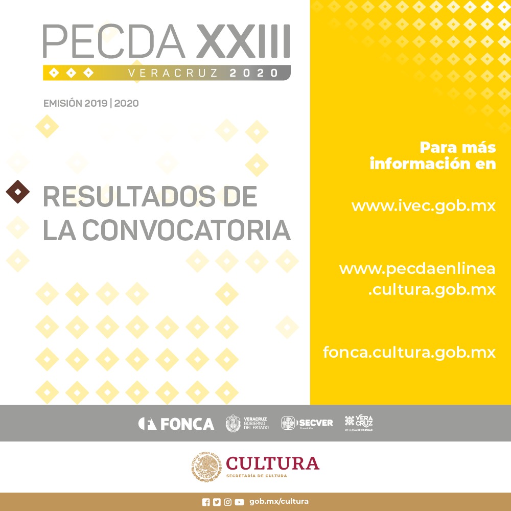 El Fonca y Veracruz dan a conocer los resultados del PECDA emisión 2019-2020