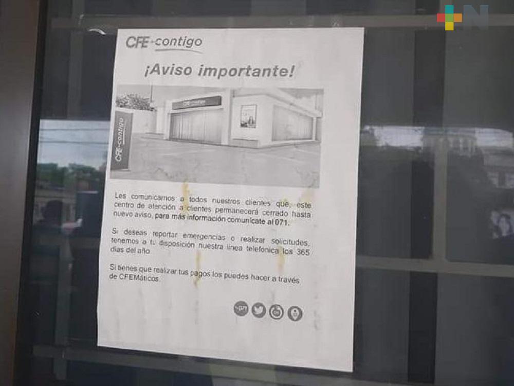Cierran de manera temporal oficinas de CFE en Nanchital