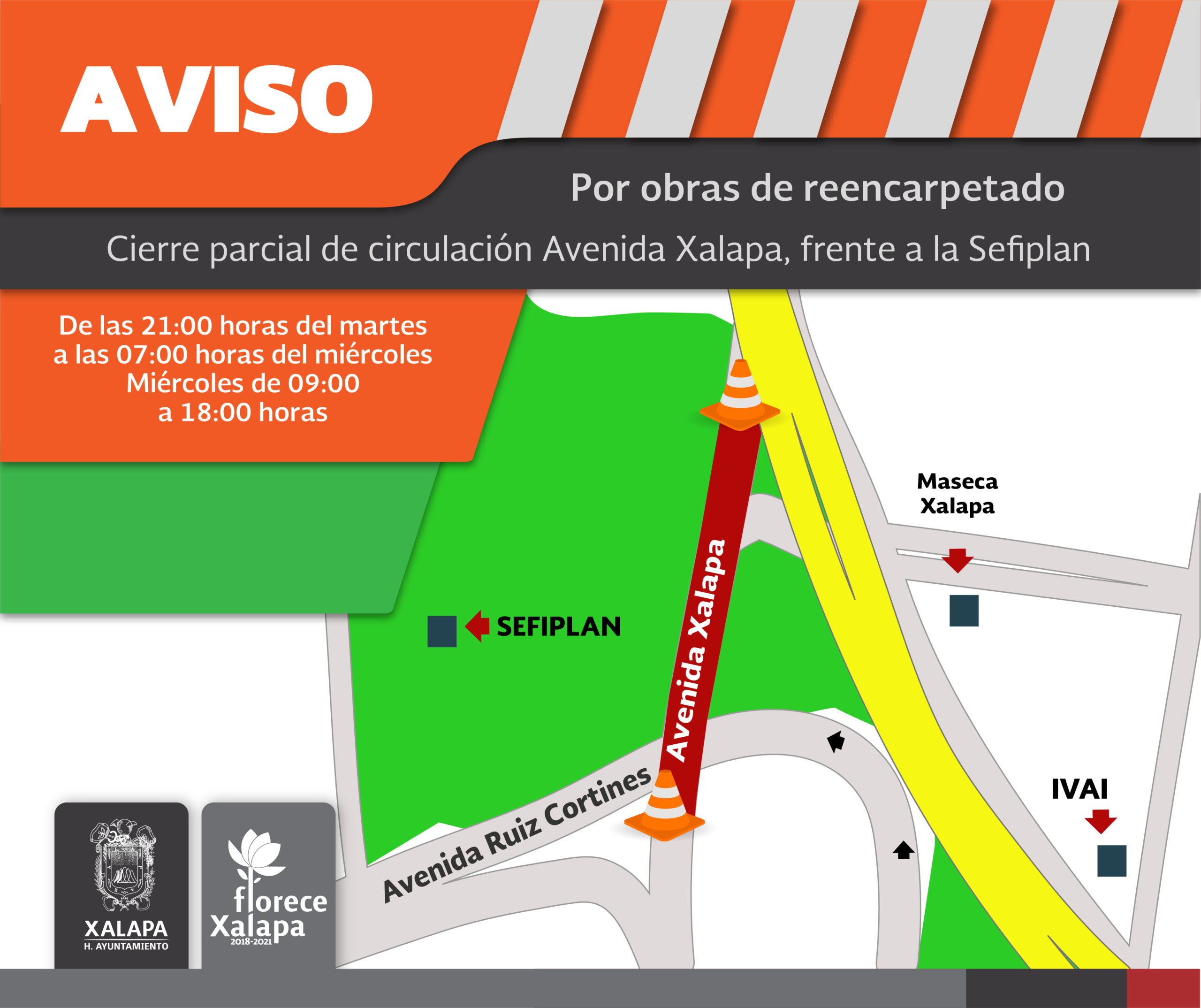 Por reencarpetado, cierre parcial en la avenida Xalapa