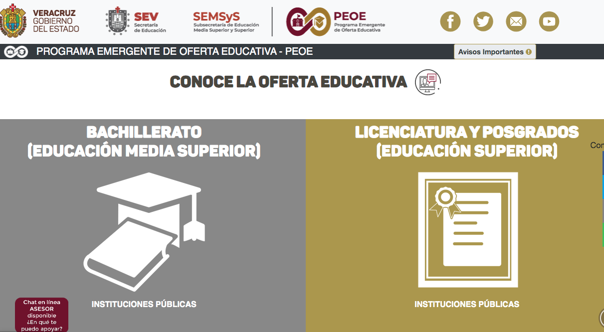 Programa Emergente de Oferta Educativa de la SEV concentra lugares y planteles de bachillerato y licenciatura