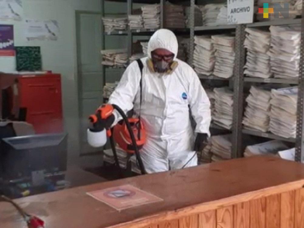 Realizan sanitización de la oficina de Registro Público Estatal en Huayacocotla