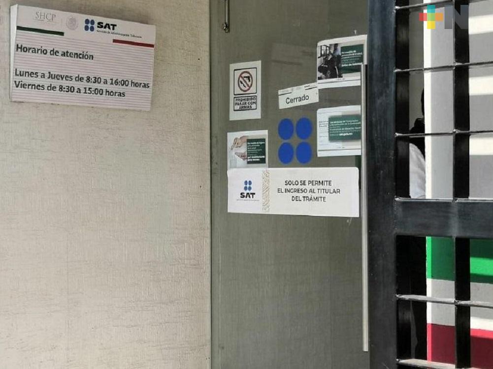 SAT en Coatzacoalcos continúa operando a través de citas programadas