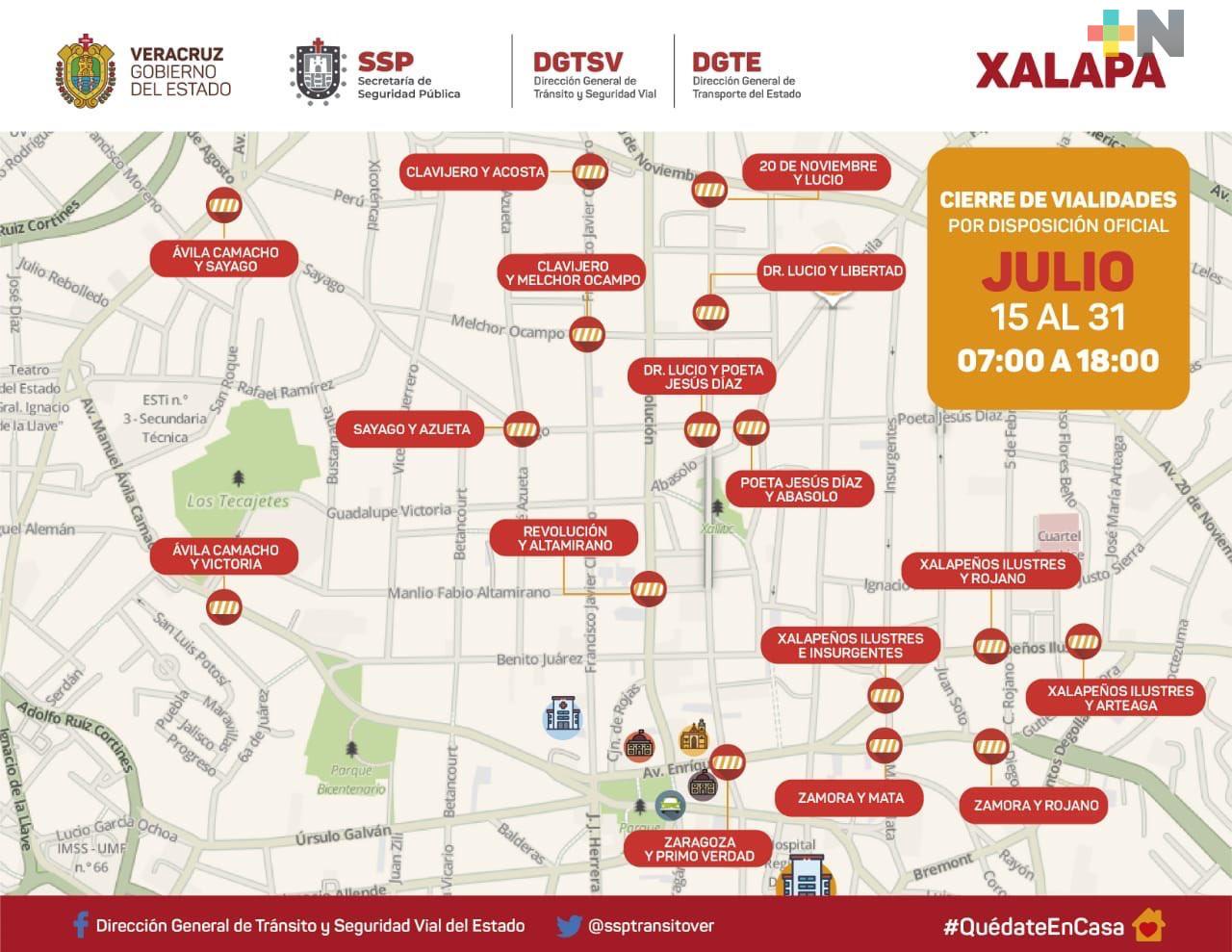 Cierre de vialidades en el primer cuadro de Xalapa a partir de este miércoles