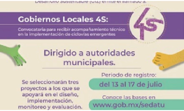 Lanza Sedatu convocatoria para gobiernos locales sobre Movilidad 4S