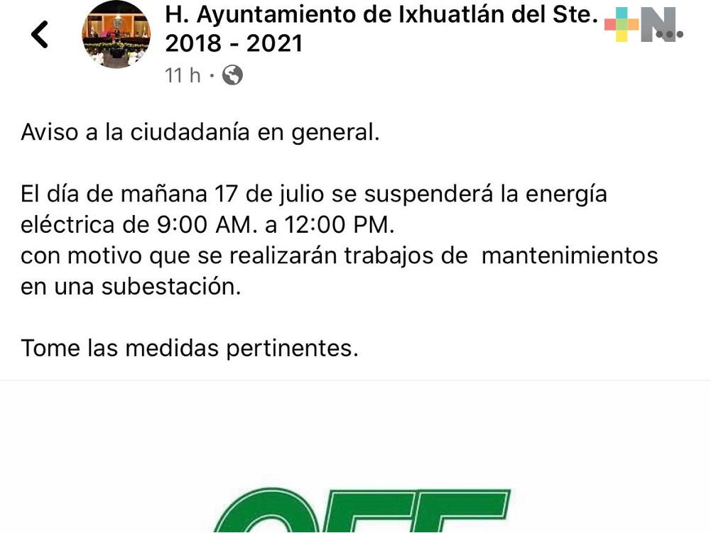 Trabajos de CFE en Ixhuatlán del Sureste, afecta a estudiantes que presentarían examen en línea para la UTSV
