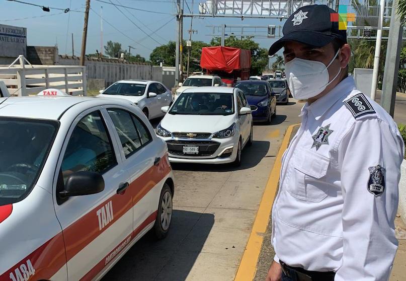Tránsito del Estado supervisó filtros sanitarios en el sur de Veracruz