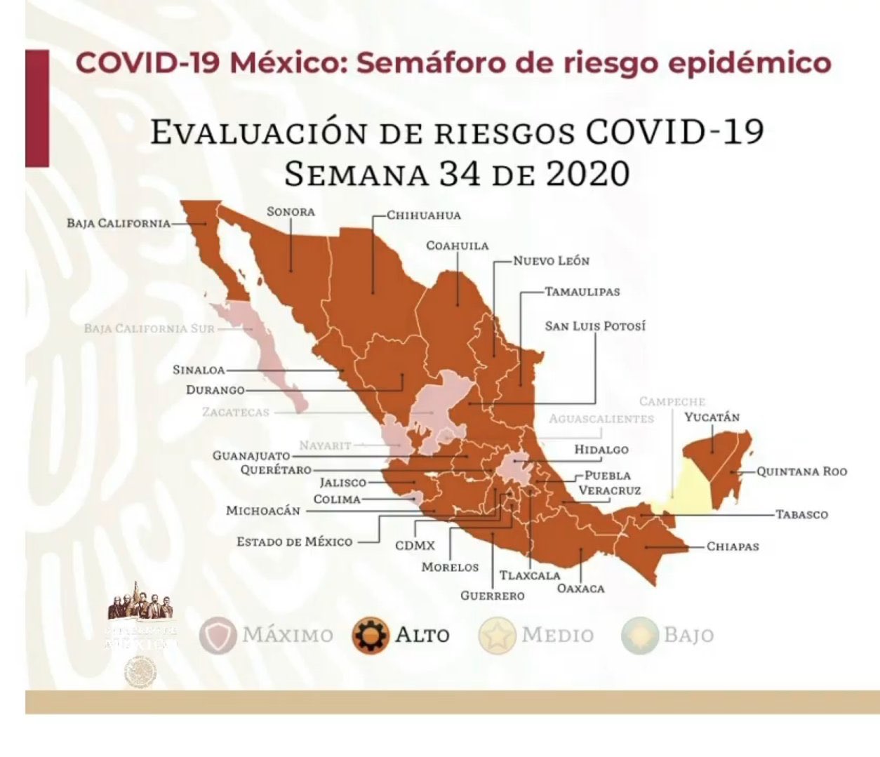 A partir del lunes, el Estado de Veracruz pasará a semáforo naranja