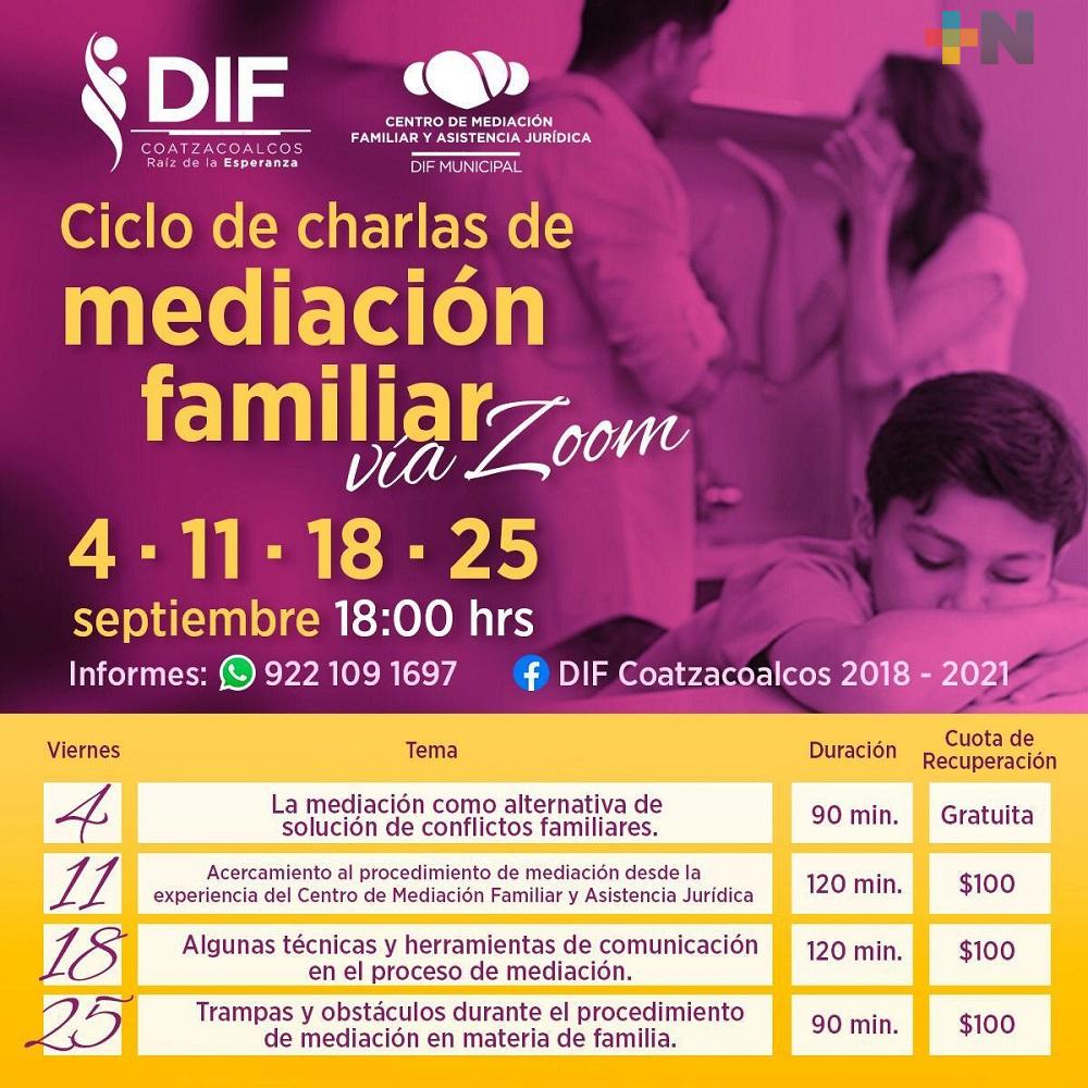 Centro de Mediación Familiar de Coatzacoalcos invita a ciclo de charlas de mediación familiar