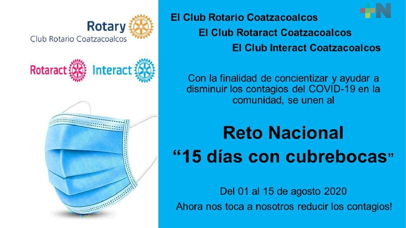 Club Rotario de Coatzacoalcos se une al reto de utilizar diariamente cubrebocas