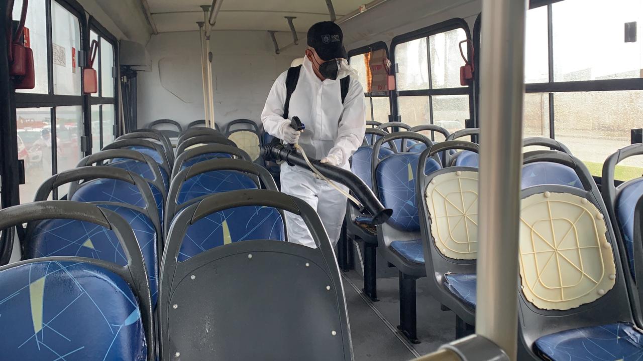 Organización Humanitaria Veracruzana continúa con desinfección de transporte público