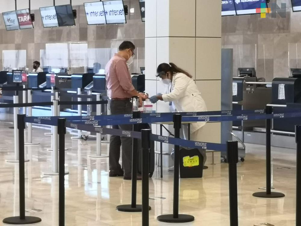 Módulo de pruebas rápidas contra COVID-19 en Aeropuerto de Veracruz, ha registrado dos casos positivos en un mes