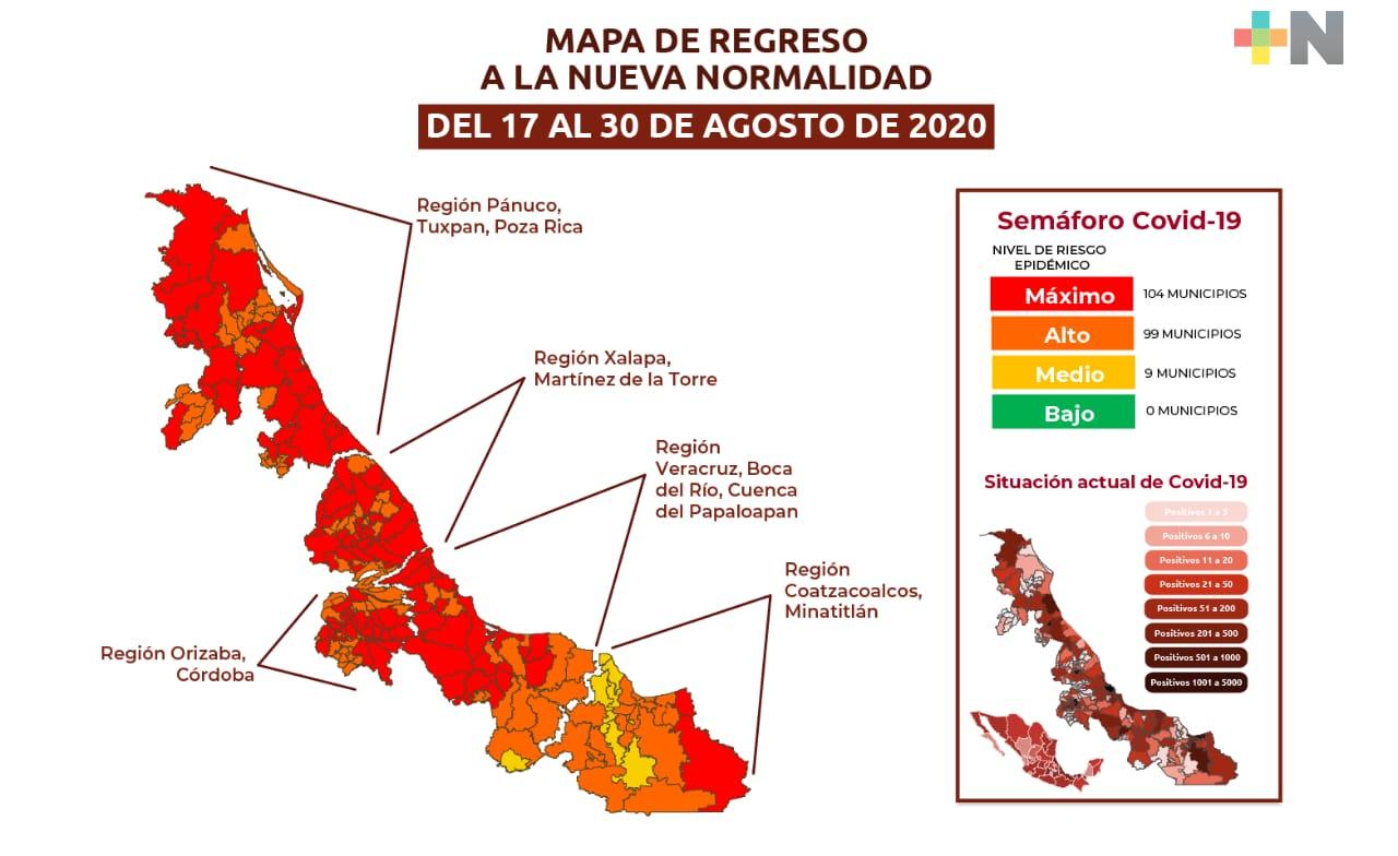 A partir del lunes, 99 municipios estarán en color naranja, 9 en amarillo y 104 permanecen en rojo