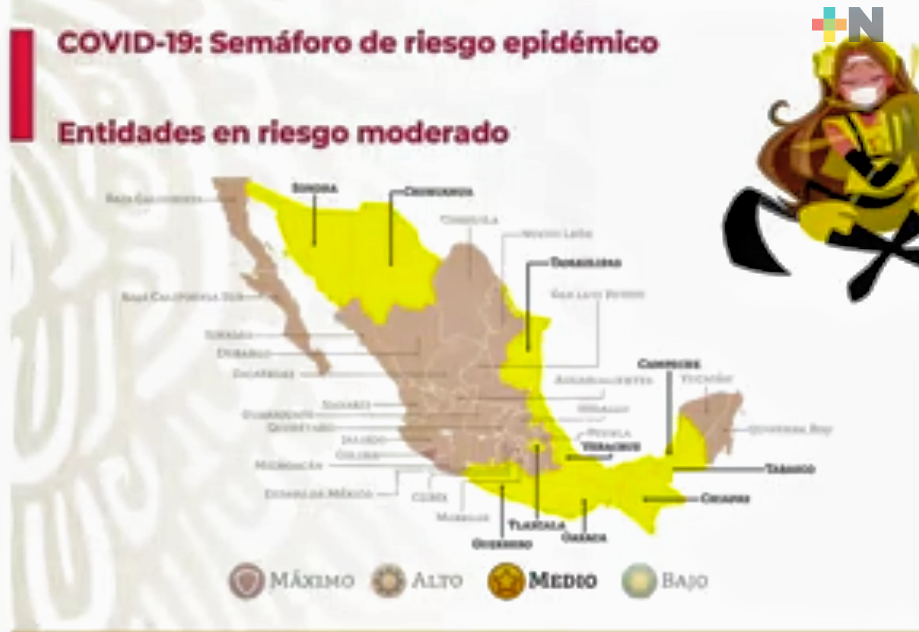 Pasa Veracruz a color amarillo en Semáforo Epidemiológico