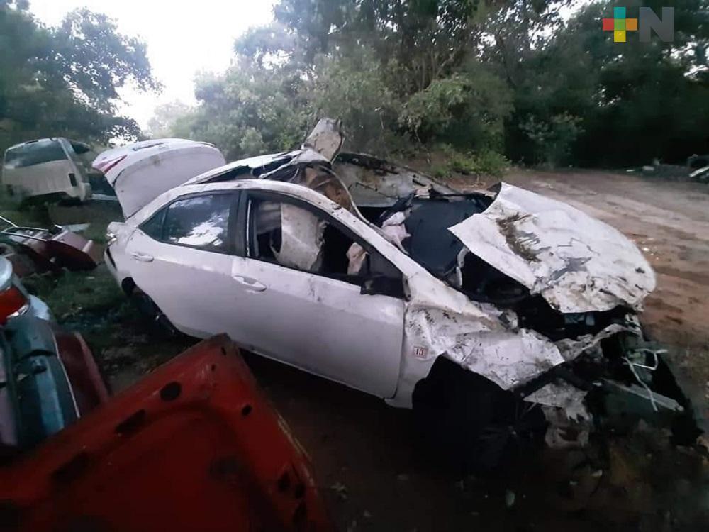 Vehículo queda destrozado al impactarse contra vacas en carretera Agua Dulce-El Burro