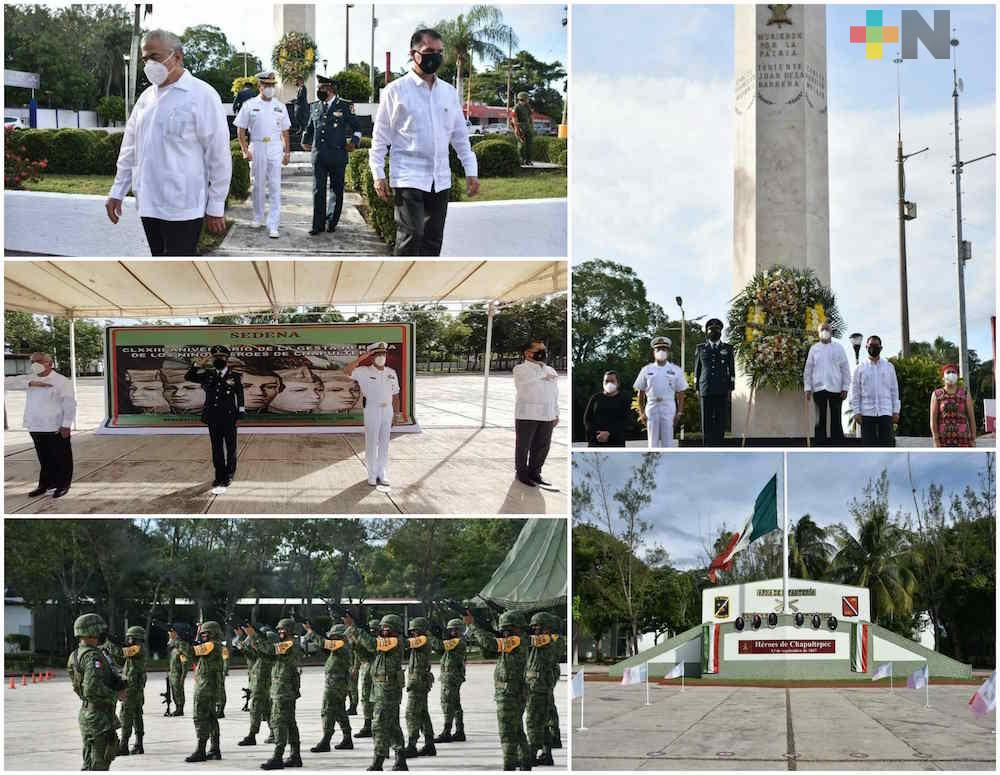 Autoridades militares, navales y municipales de Coatzacoalcos y Minatitlán conmemoraron a Niños Héroes de Chapultepec
