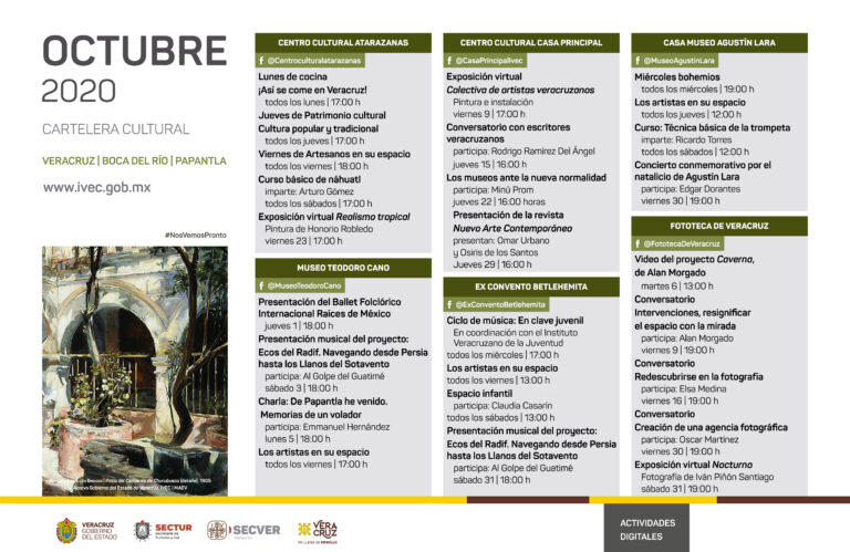 Presenta IVEC cartelera de actividades para octubre en sus recintos culturales