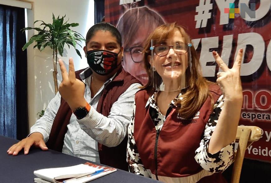 Yeidckol Polevnsky, candidata a la presidencia de Morena, visitó Boca del Río