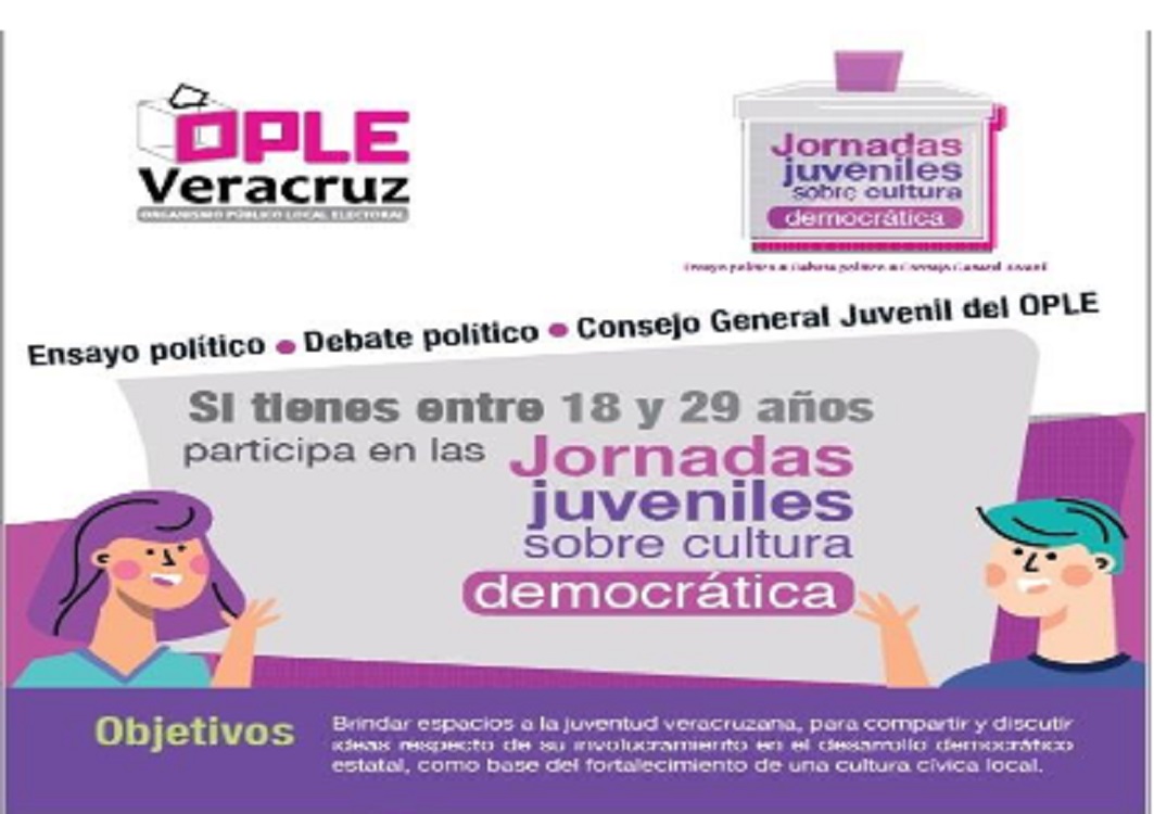 Convoca OPLE Veracruz  a las “Jornadas Juveniles sobre Cultura Democrática”