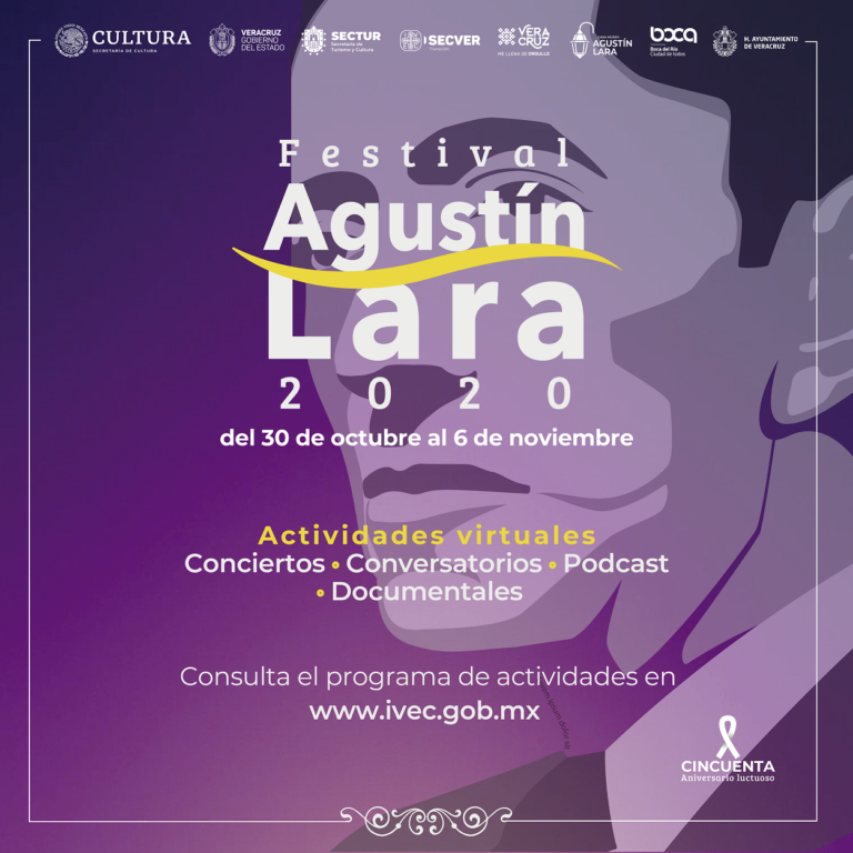 Realiza el IVEC el Festival Agustín Lara, del 30 de octubre al 6 de noviembre, en modalidad virtual