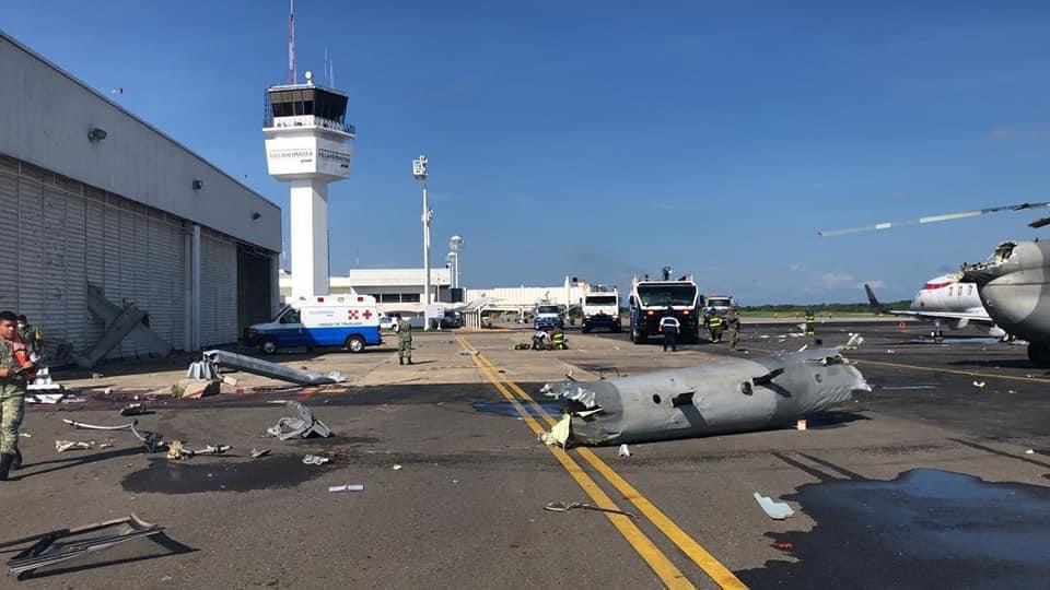 Helicóptero de la Armada de México sufre accidente en aeropuerto de Villahermosa