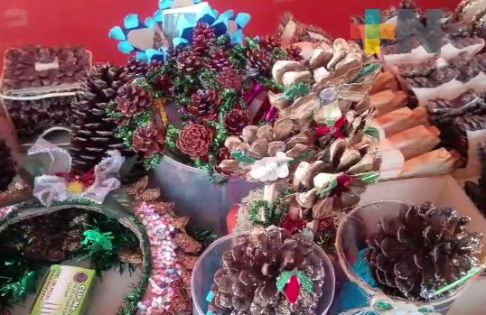 Artesanos del ejido Tlachichilquillo, municipio de Zacualpan, ofrecen productos navideños