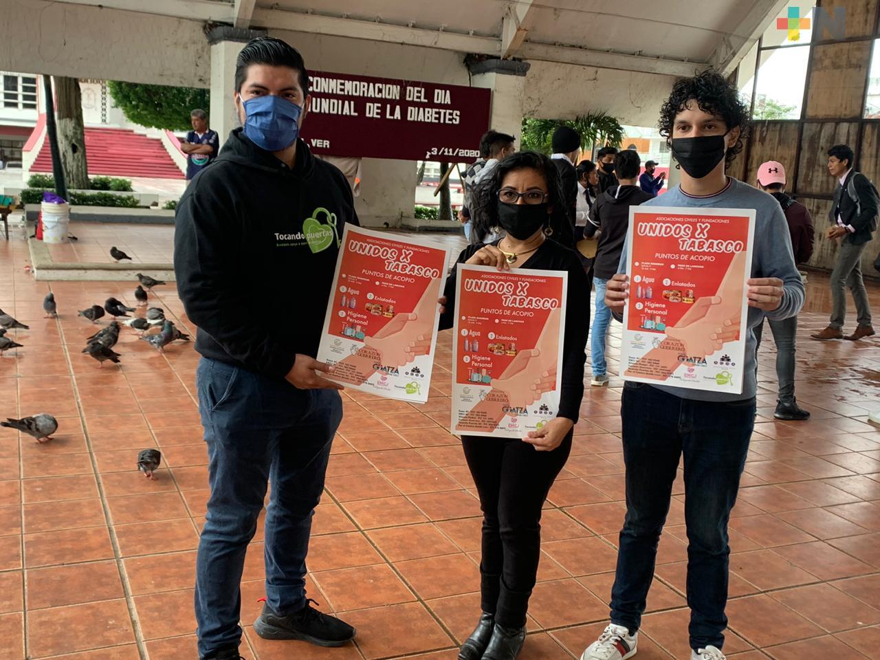 Asociaciones civiles de Coatzacoalcos instalan dos centros de acopio para damnificados en Tabasco