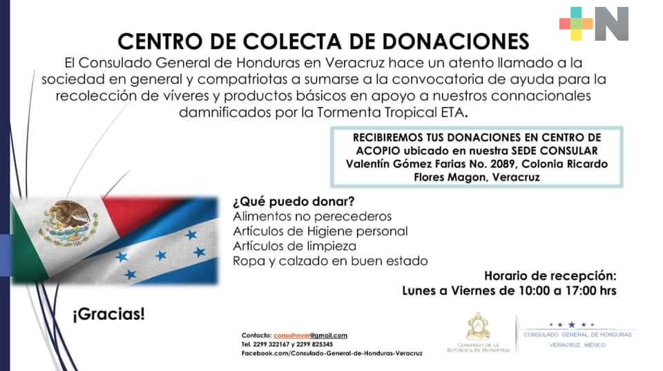Embajada de Honduras en Veracruz abrió centro de apoyo para damnificados