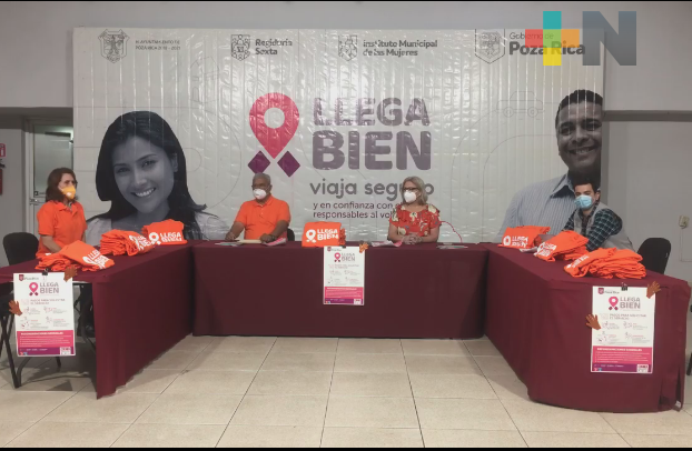 Programa “Llega Bien” en Poza Rica brinda seguridad a  las mujeres en sus traslados