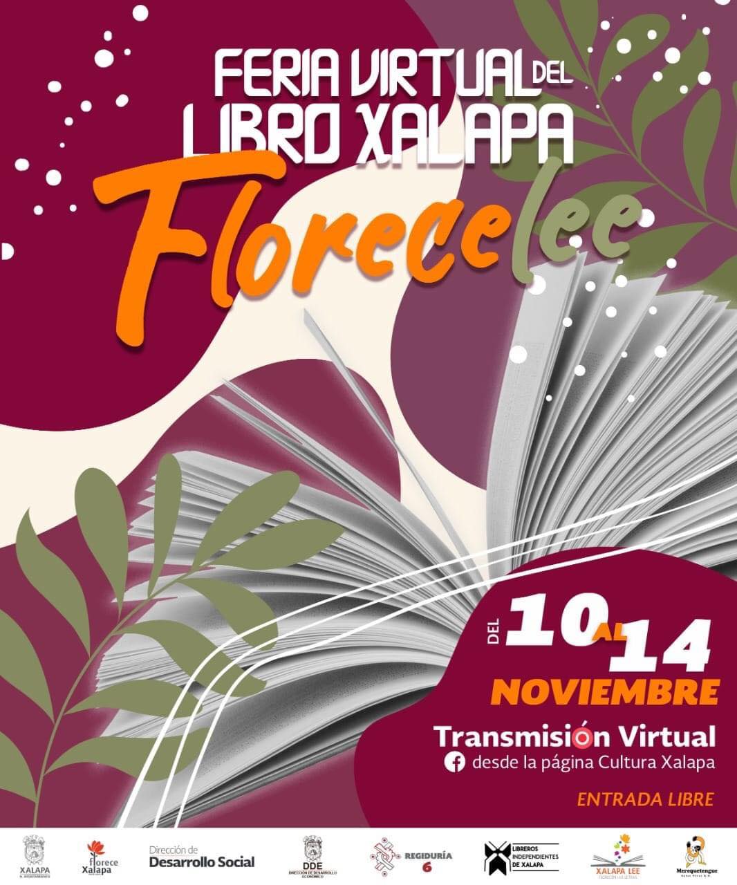 Del 10 al 14 de noviembre se llevará a cabo la Feria Virtual del Libro Xalapa  FloreceLee