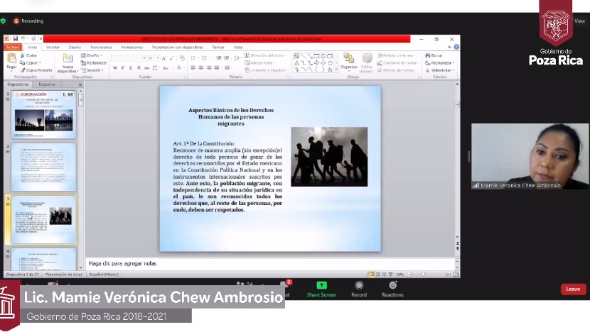 Ayuntamiento de Poza Rica e INM realizan diálogo virtual “Derechos de las personas migrantes”