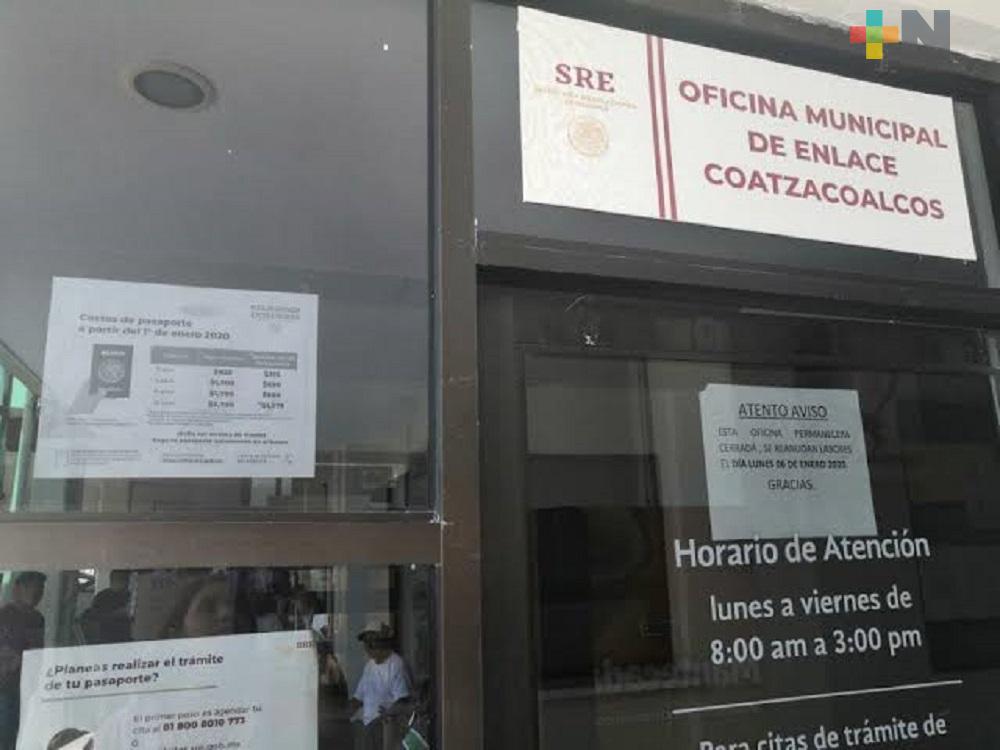 Oficinas de SRE en Coatzacoalcos continúan sin reactivar servicio
