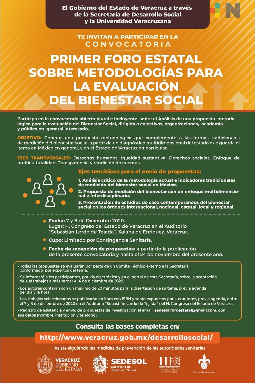 Realizan el Primer Foro Estatal sobre Metodologías para la Evaluación del Bienestar Social