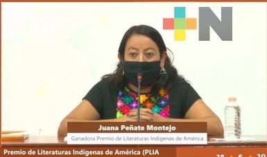 Juana Peñate  Montejo, poeta ch’ol, recibió el Premio de Literatura Indígenas de América