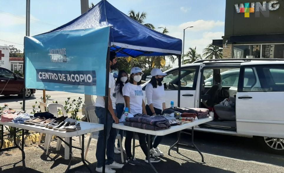 Organización en Veracruz instala centro de acopio para damnificados de Tabasco