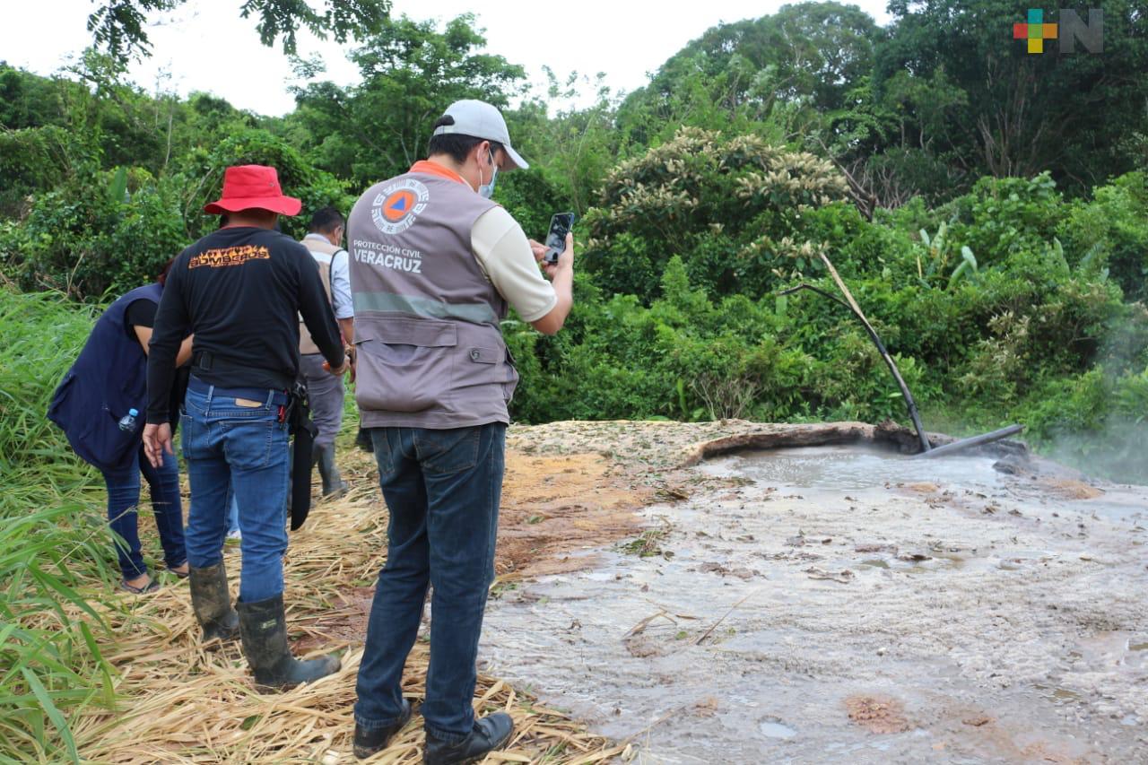 Secretaría de Protección Civil verifica la aparición de domos salinos en Moloacán