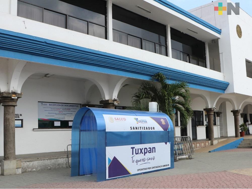 Gobierno de Tuxpan refuerza medidas sanitarias para el ingreso a palacio