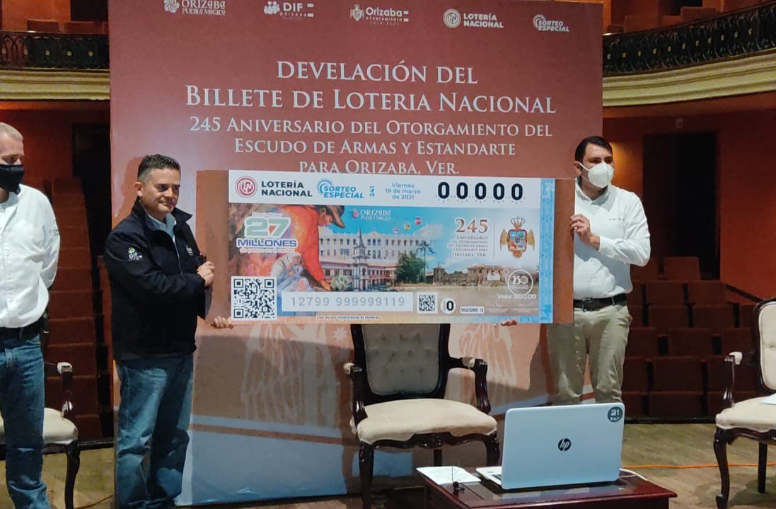 Develaron billete de la Lotería Nacional dedicado a Orizaba