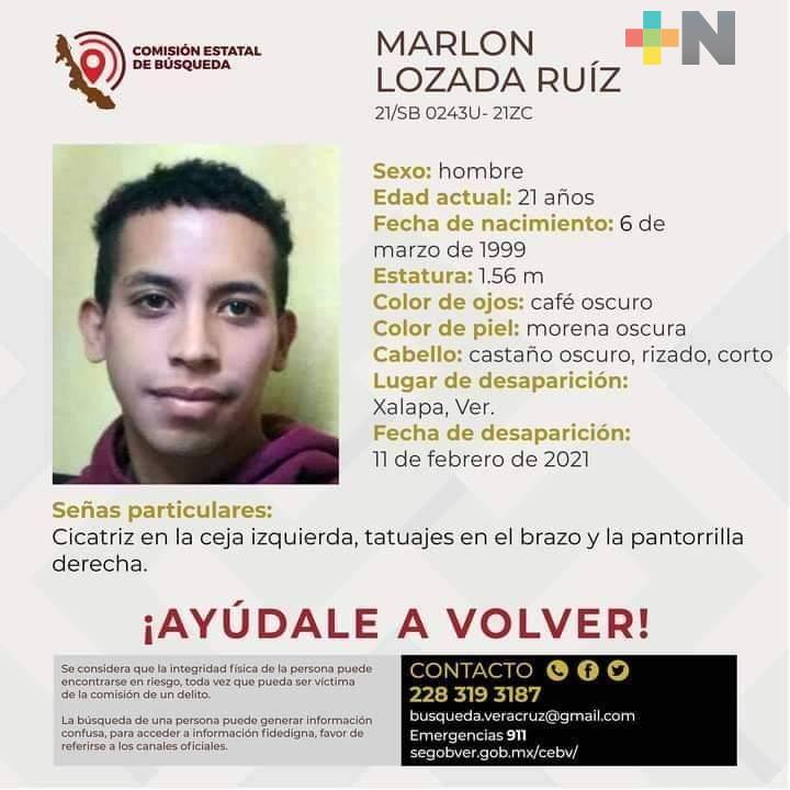 Piden ayuda para localizar a Marlon Lozada Ruíz