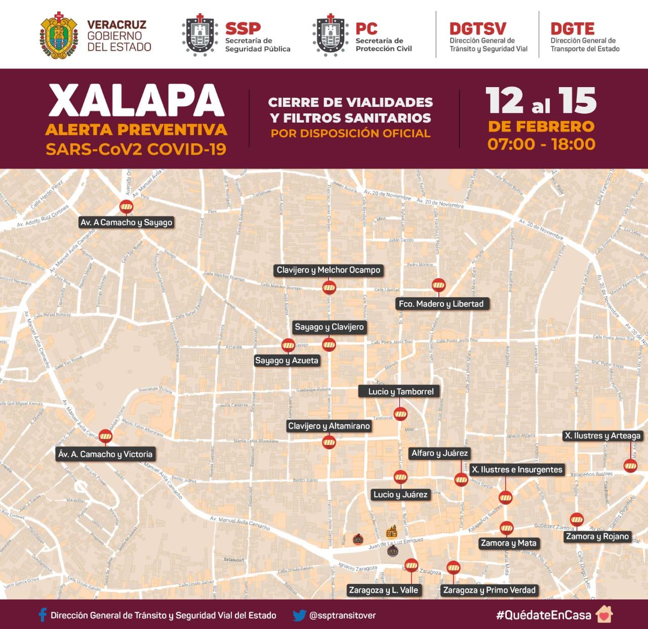 Tomar previsiones ante cierre de vialidades en Xalapa del 12 al 15 de febrero