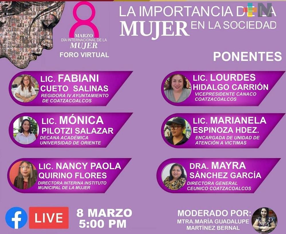 Ayuntamiento de Coatzacoalcos realizará foro virtual en conmemoración del Día Internacional de la Mujer