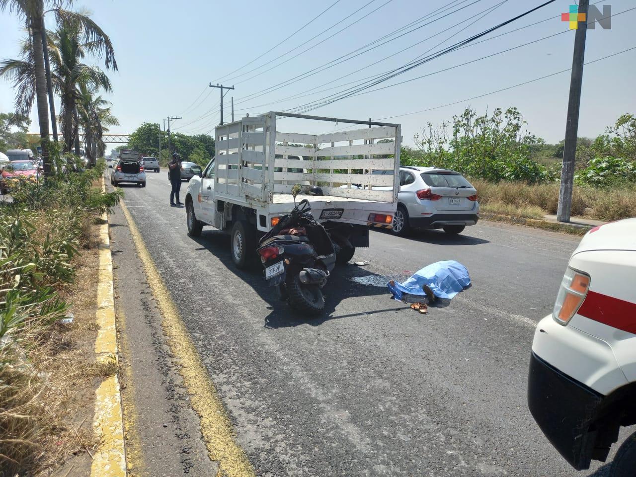 Motociclista muere al impactarse contra camioneta en carretera Veracruz-Xalapa