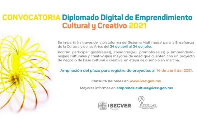 Extiende IVEC periodo de inscripciones al Diplomado Digital de Emprendimiento Cultural y Creativo 2021