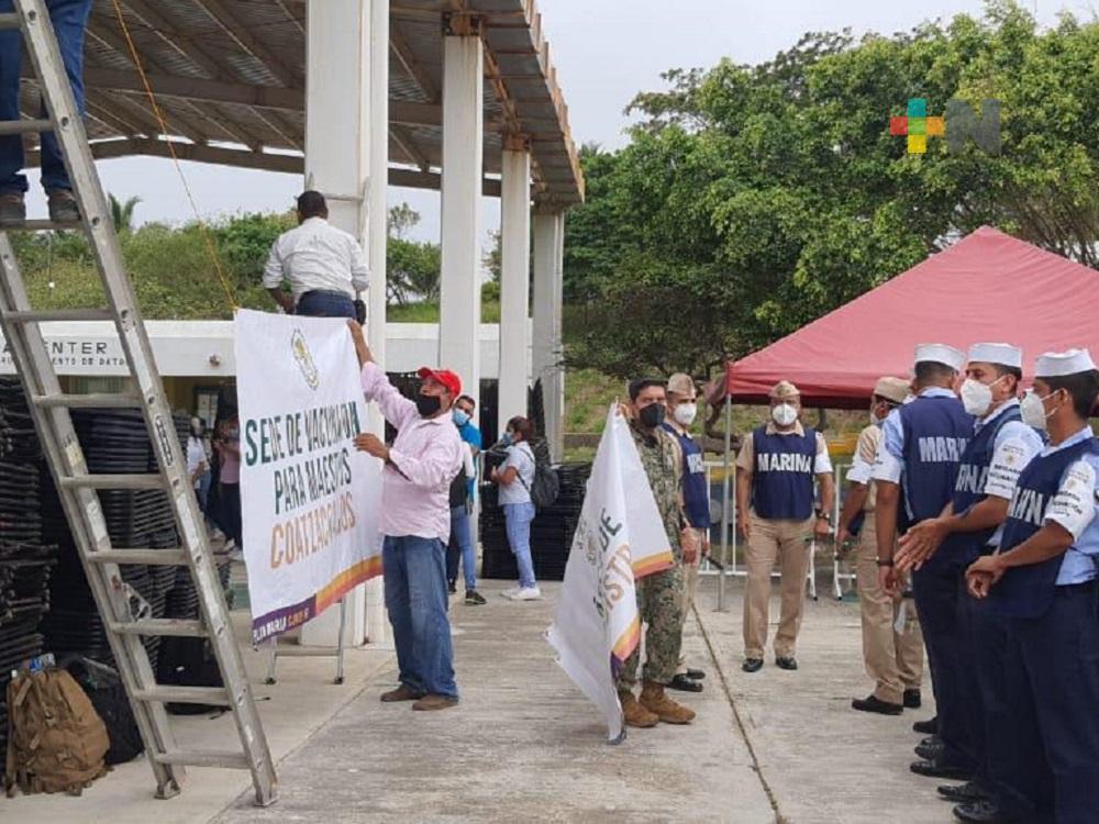 Secretaría de Marina realizó simulacro previo a vacunación a docentes en el sur de Veracruz