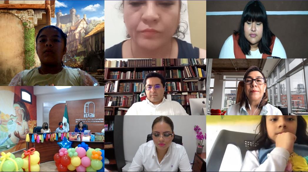 Tres niñas ganadoras del concurso de dibujo infantil “Yo me cuido, yo respeto, yo no publico datos personales”