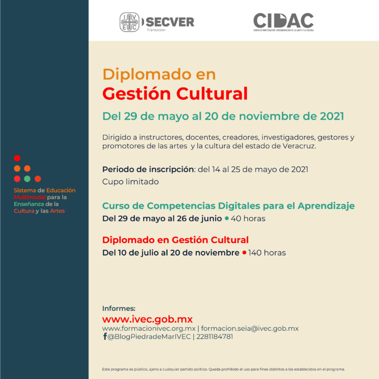 Convoca IVEC a la tercera edición del Diplomado en Gestión Cultural