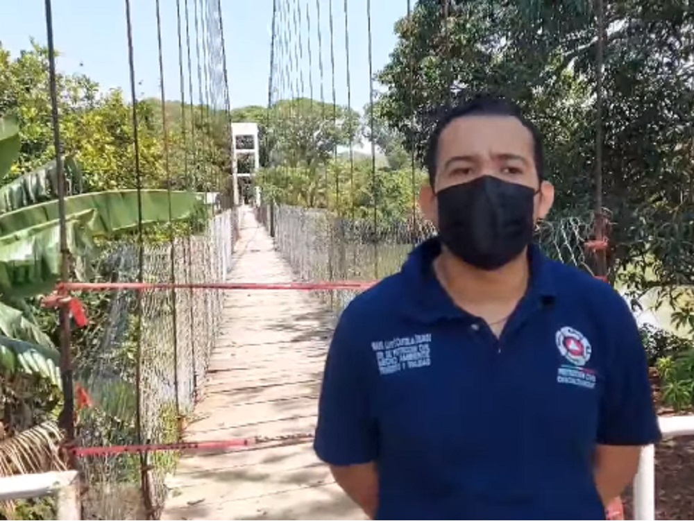 Protección Civil de Chacaltianguis cerró acceso del puente colgante que comunica a la comunidad La Isleta