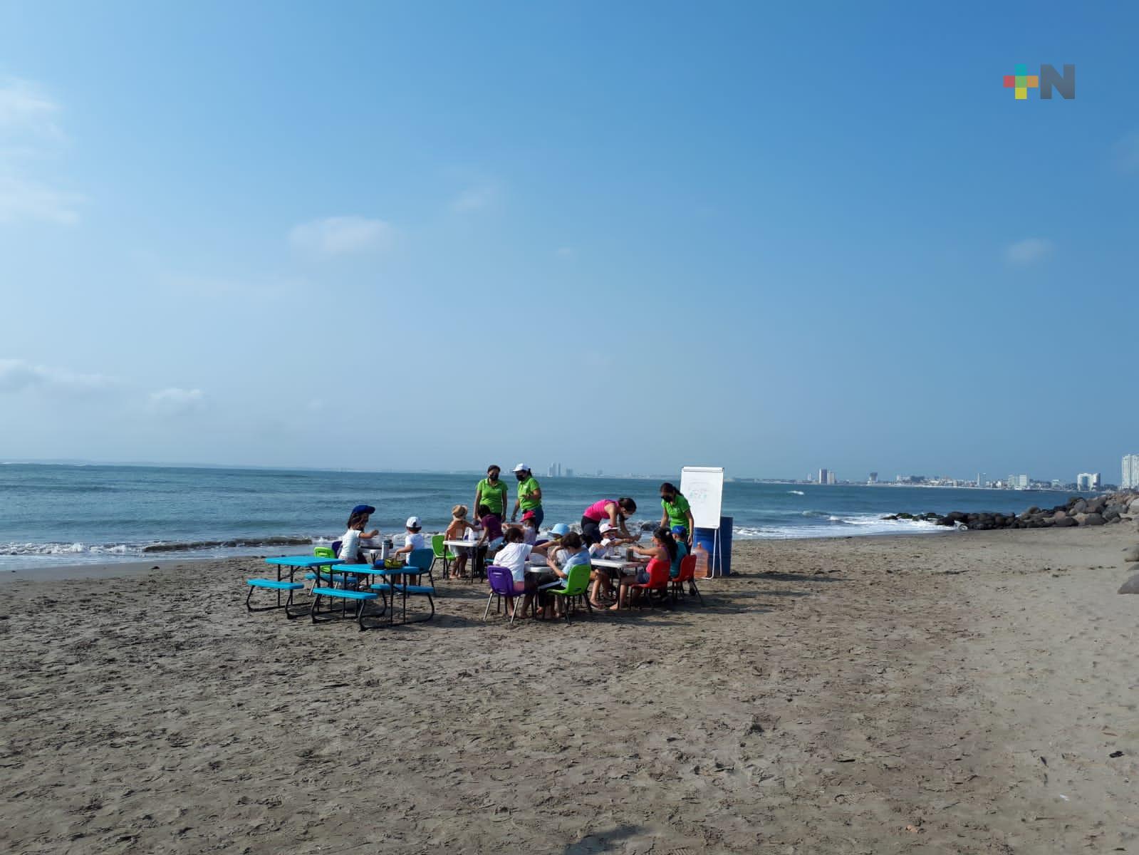 Con actividades en la playa, preparan a estudiantes para regreso a clases presenciales