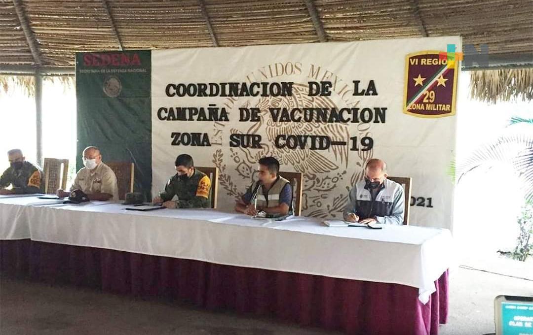 Coordinan esquema de vacunación contra COVID en la zona sur