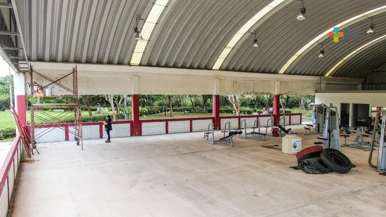 Fumigan gimnasios populares en Coatzacoalcos