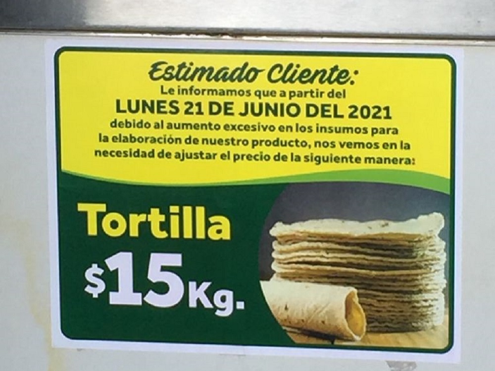 Incrementa el precio del kilogramo de tortilla